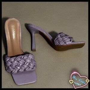 Bella Marie Light Purple Braided Open Toe Heels Sandals Size 6.5